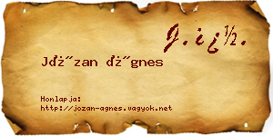 Józan Ágnes névjegykártya